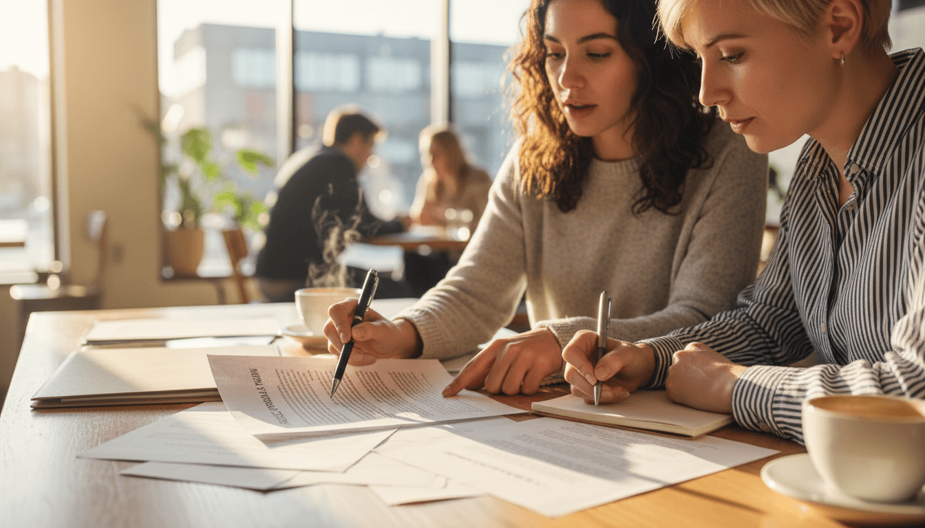 Buyer and wholesaler reviewing paperwork together during due diligence